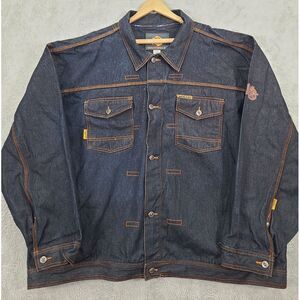 South Pole Men's 5XL Denim Jacket‎ Dark Blue 2K Team Button-Down Long Sleeve